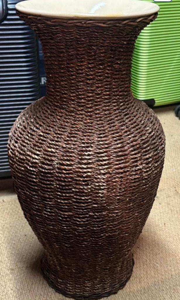 Decoratieve rotan-look vloervaas / paraplubak – 45 cm, Huis en Inrichting, Ophalen, Zo goed als nieuw
