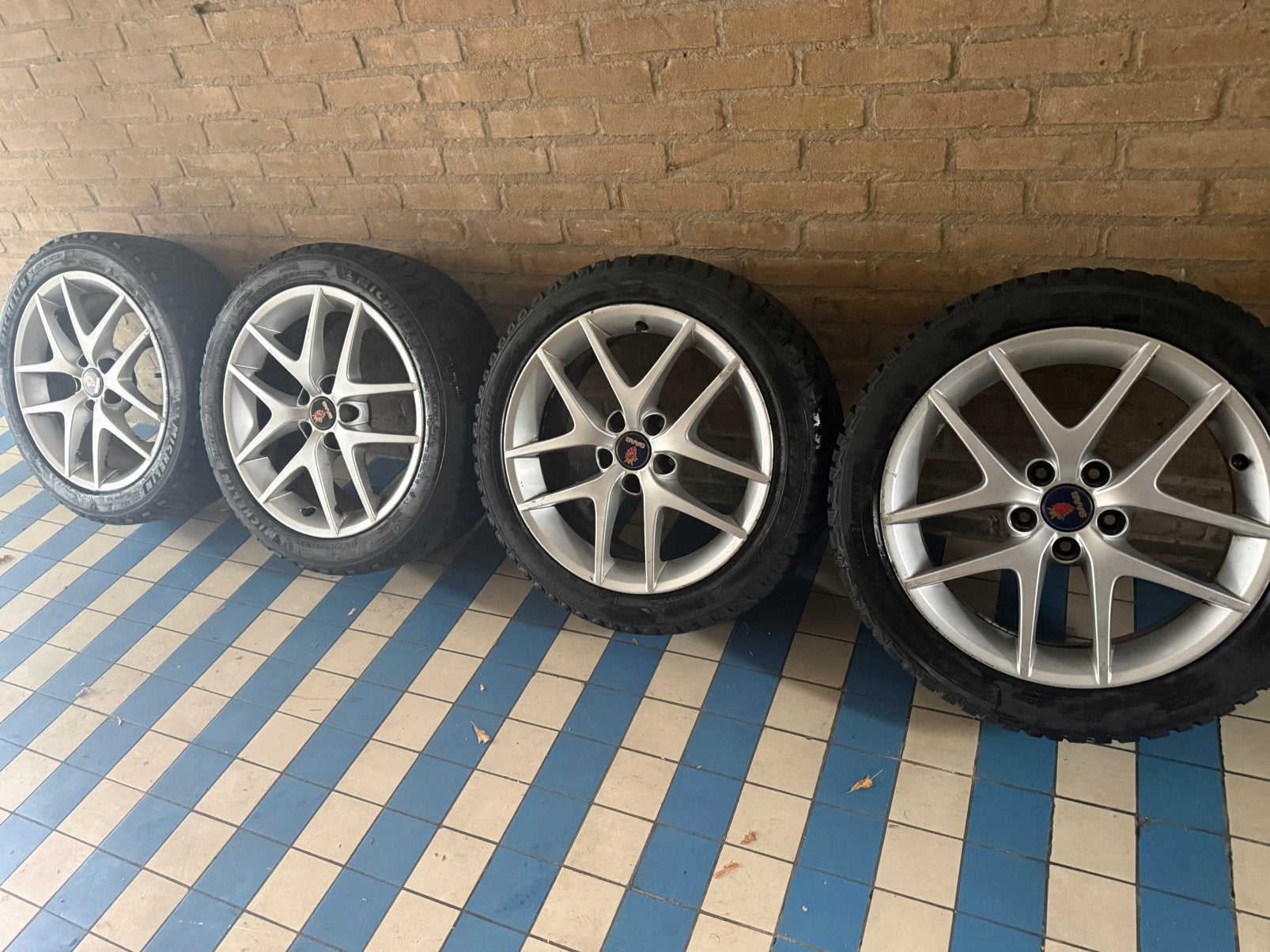 Velgen en banden Saab 9-3 9-5 ALU50 5X110, Auto-onderdelen, Ophalen, Banden en Velgen, 17 inch, Winterbanden
