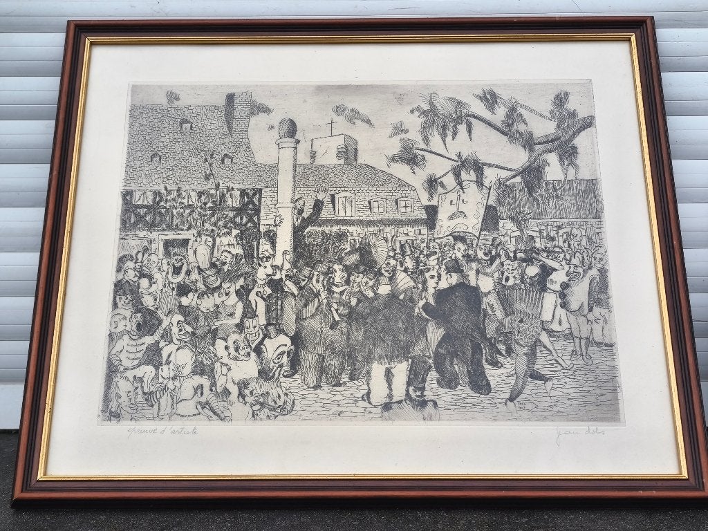 gravure epreuve d artiste signe jean dols, Enlèvement ou Envoi, Gravure