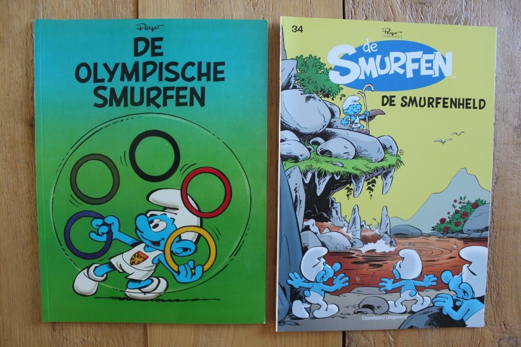 De Smurfen nr 34 + Olympische Smurfen - prijs voor alles, Boeken, Stripverhalen, Zo goed als nieuw, Meerdere stripboeken, Ophalen of Verzenden