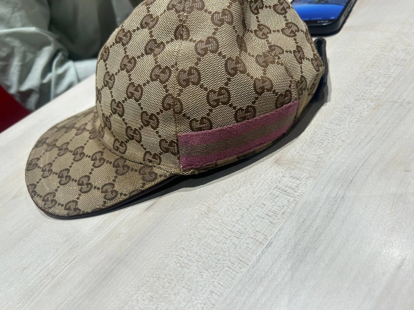 Casquette gucci bande rare authentique, Ophalen of Verzenden, Zo goed als nieuw, Pet