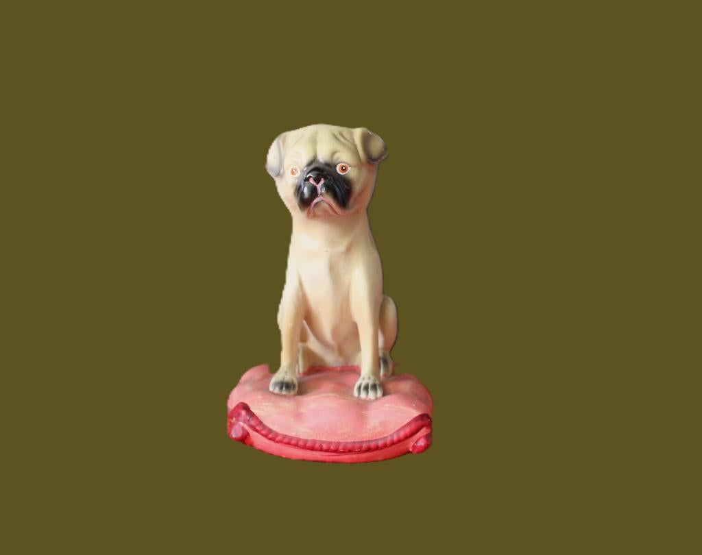 Boris, chien en céramique sur coussin., Enlèvement ou Envoi