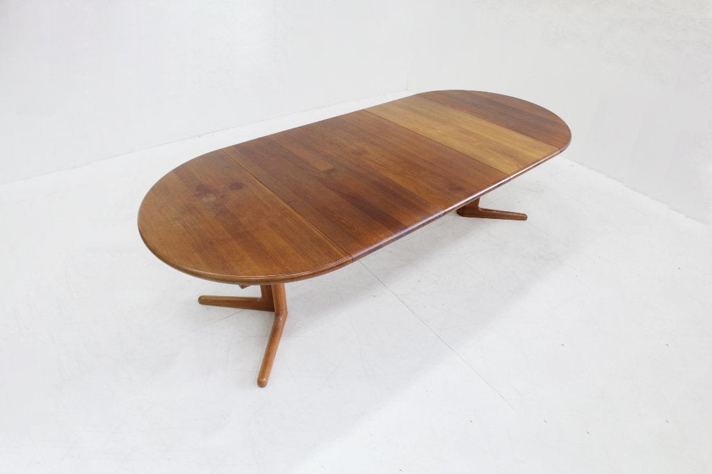Vintage Deense ovale uitschuifbare eettafel teak jaren 60, Enlèvement ou Envoi