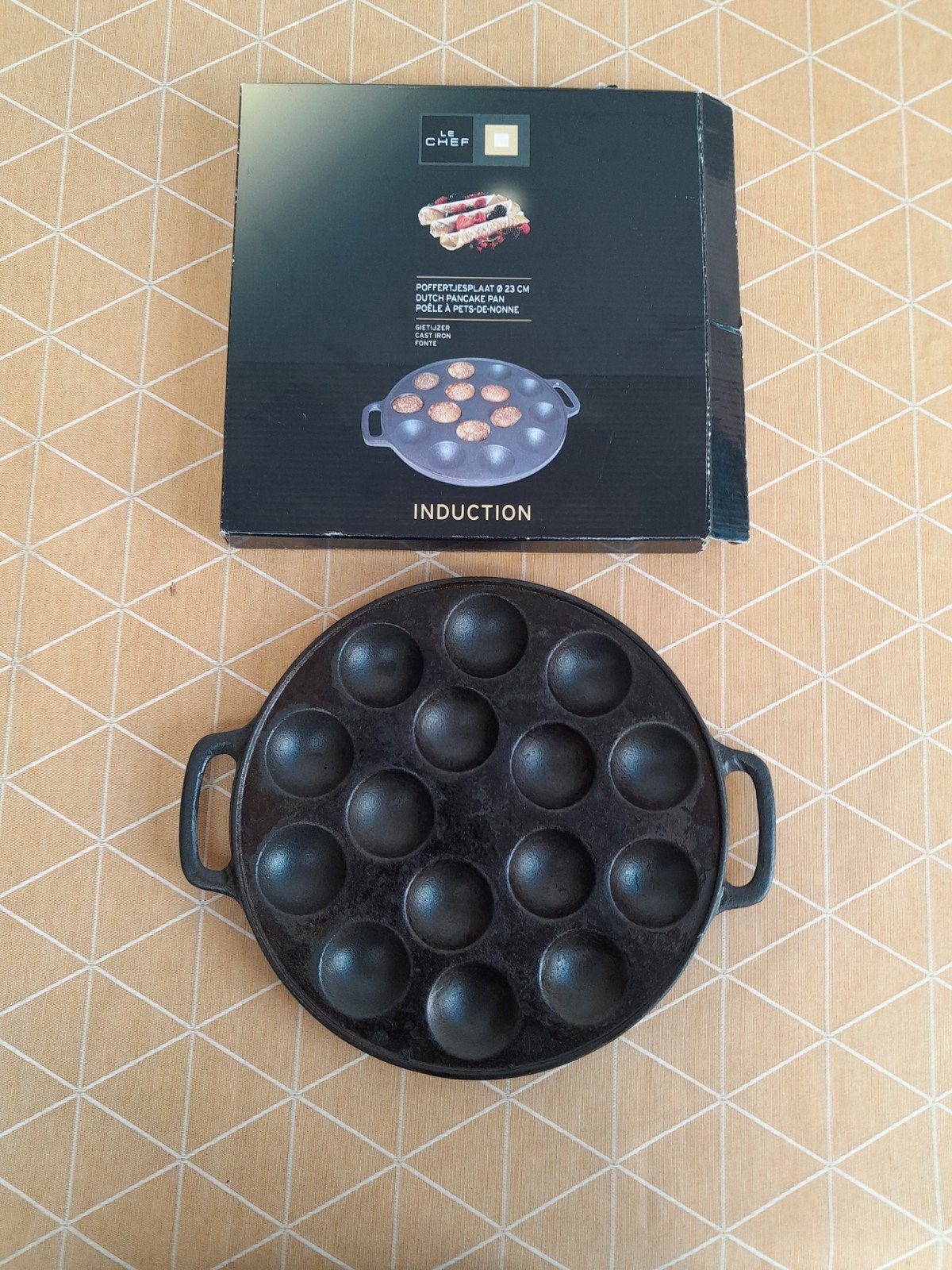 Plaque à mini-crêpes (poffertjes) Le Chef pour induction, Poêle à crêpes, Compatible lave-vaisselle, Enlèvement ou Envoi, Utilisé