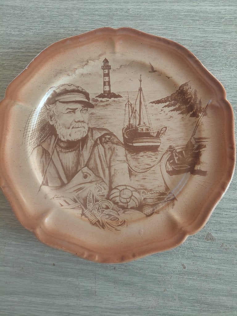 Assiete peinte marin, Antiquités & Art, Enlèvement