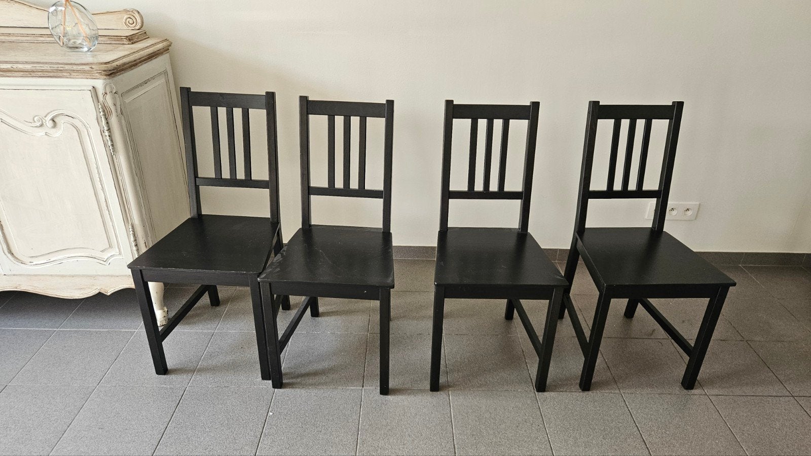 4x IKEA PINNTORP eetkamerstoel – enkel als set te koop, Ophalen, Gebruikt, Zwart, Vier