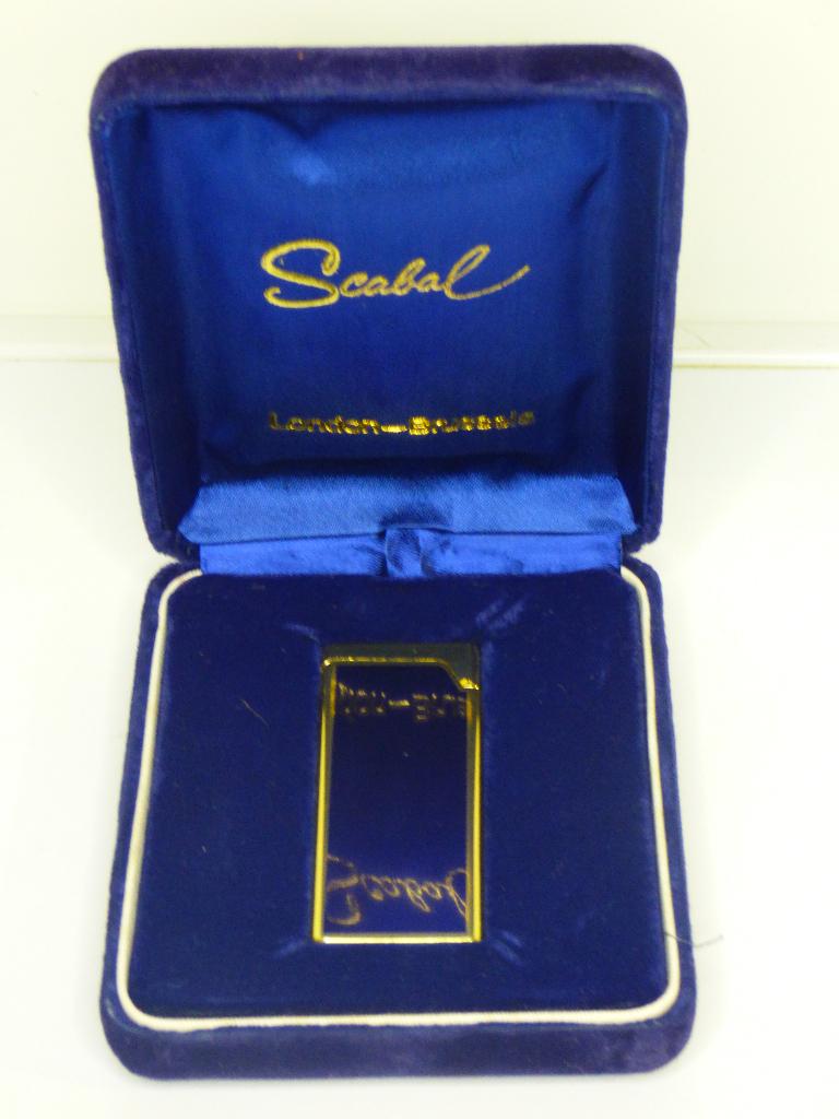Briquet à gaz butane lingot Scabal vintage dans son coffret, Enlèvement ou Envoi, Comme neuf, Briquet