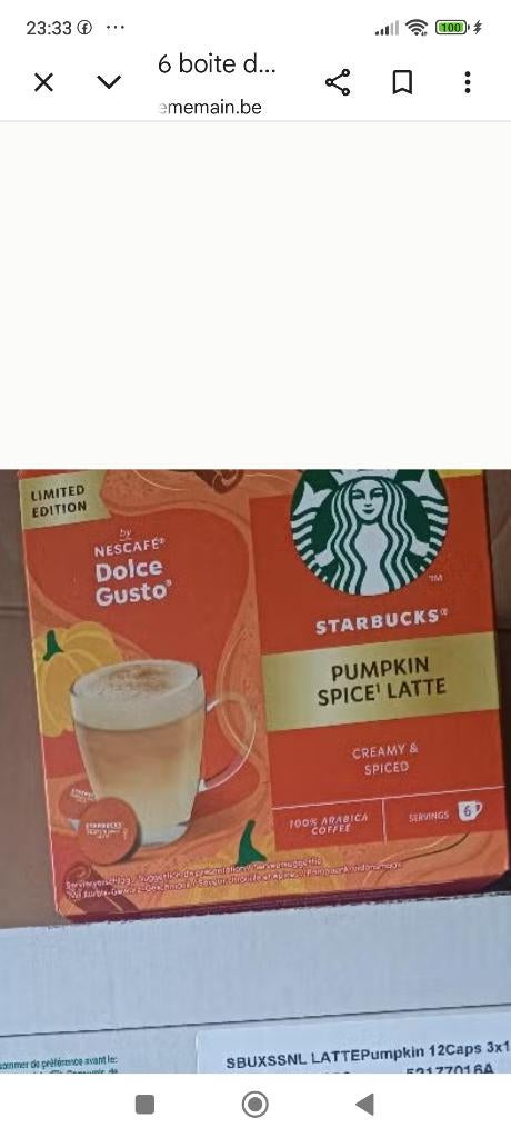 Starbucks Pumpin Spicy lot de 6boites 2,80€ou séparément 3€, Enlèvement