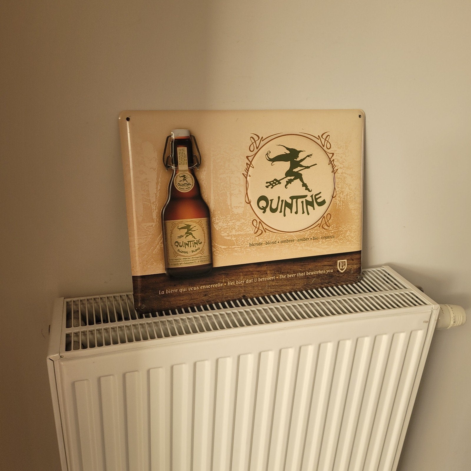 Metalen bord voor bier van Quintine, Verzamelen, Ophalen of Verzenden