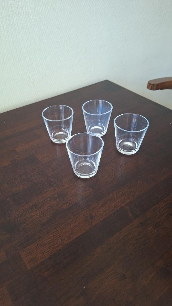 IITTALA 4 glazen helder Kaj Franck design 8cm Kartio, Glas of Glazen, Gebruikt, Ophalen of Verzenden, Glas