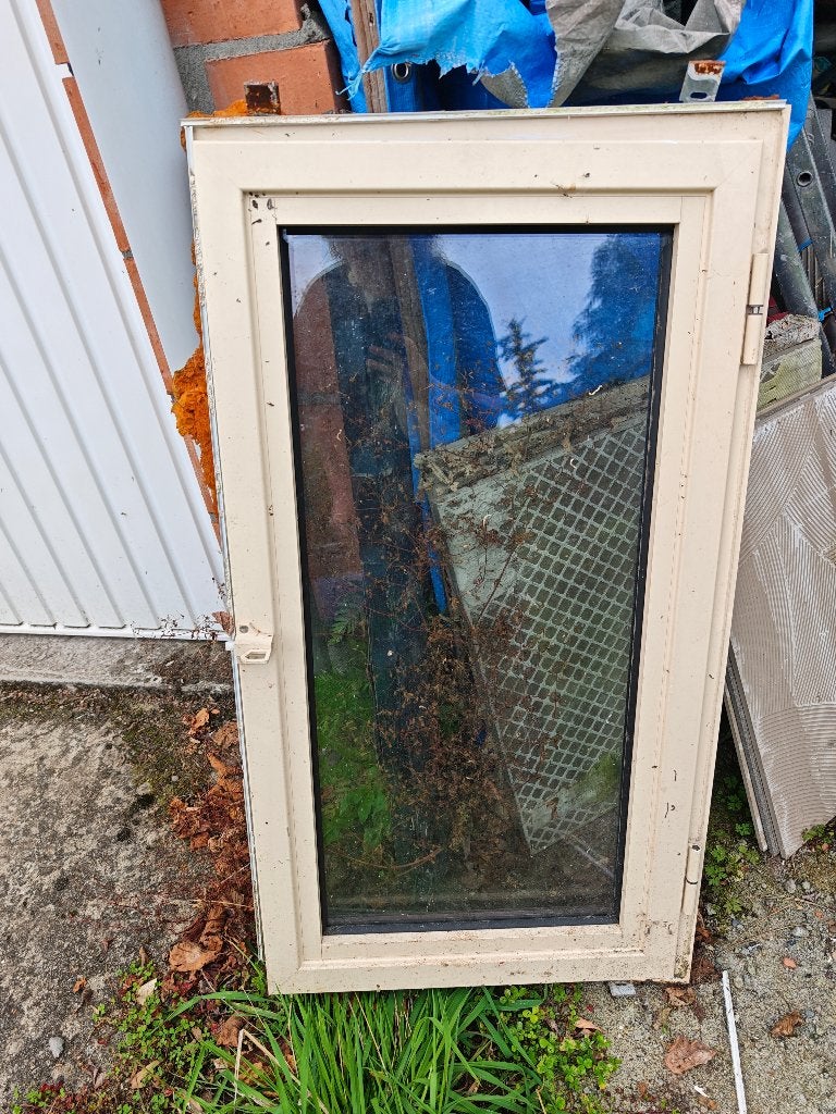 Fenêtre 55x100 cm beige/verte, Fenêtre de façade ou Vitre, Enlèvement, Utilisé, Moins de 80 cm