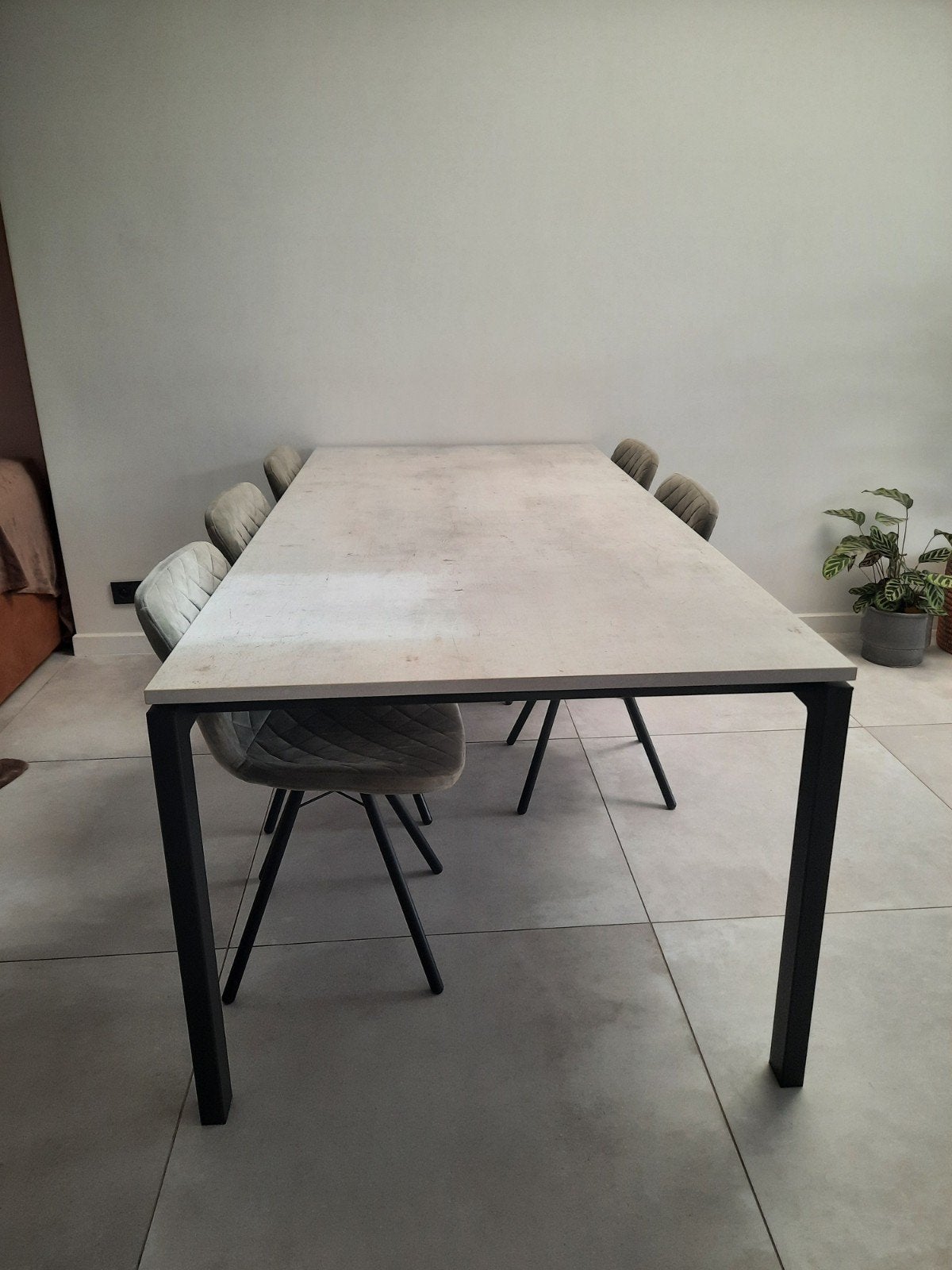 Keramische eettafel, Huis en Inrichting, Tafels | Eettafels, Ophalen, Gebruikt, Industrieel, modern, betonlook, 200 cm of meer