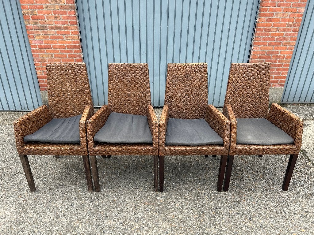 4 Stoelen, Huis en Inrichting, Stoelen, Ophalen, Gebruikt, Bruin, Riet of Rotan