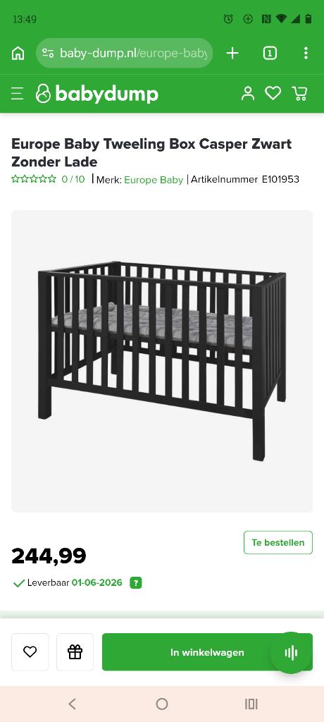 Tweeling park, Kinderen en Baby's, Ophalen, Gebruikt, Box, Bedje of Wieg