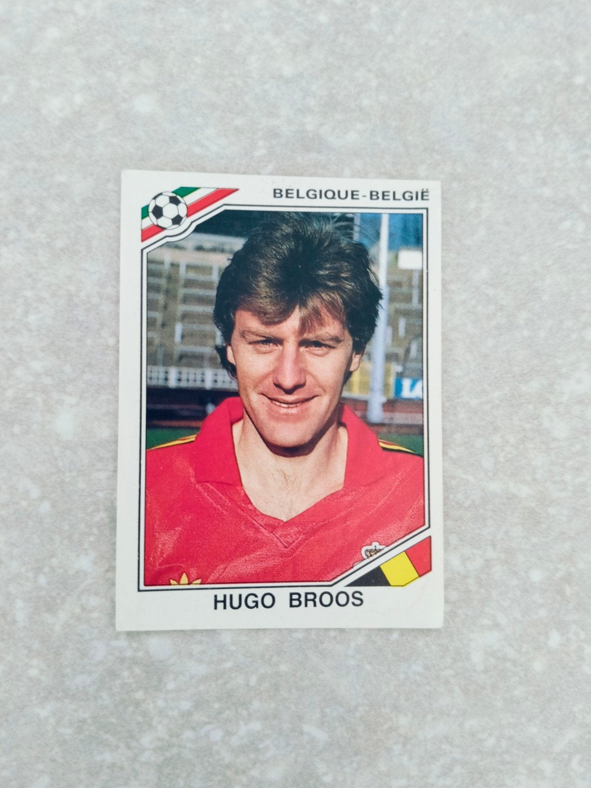 Panini sticker Hugo Broos België Mexico 86, Enlèvement ou Envoi, Autocollant