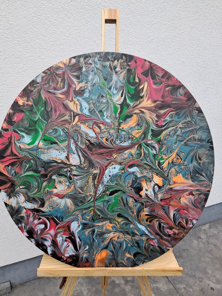 Abstract Modern Acryl canvas 70cm diameter, Antiek en Kunst, Kunst | Schilderijen | Modern, Ophalen, Gesigneerd, Acrylverf, Abstract