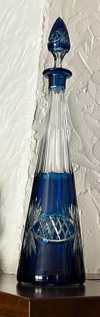 VSL blauwe karaf met dop H:42 cm model Eiffel 1908., Antiek en Kunst, Ophalen