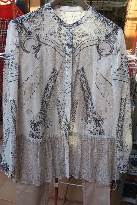 Blouse nieuw zijde print beige grijs Nice Connection mt 40, Meerkleurig, Nieuw, Ophalen of Verzenden, Nice Connection