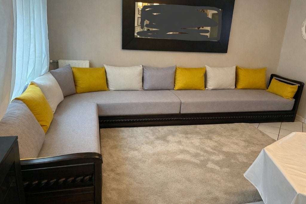 Verkoop Marokkaanse Sedari 3-delige woonkamer en tafel, Ophalen, Minder dan 75 cm, Nieuw, Rechte bank
