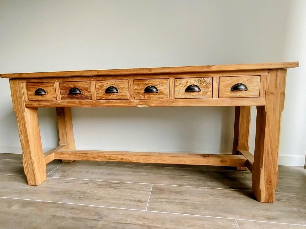 Side table TEAK, Huis en Inrichting, Tafels | Sidetables, Ophalen, Teakhout, Zo goed als nieuw, 150 tot 200 cm