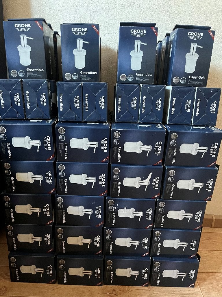 Partij Grohe Zeepdispenser incl Wandhouder 75 stuks., Ophalen, Nieuw, Glas, Overige typen