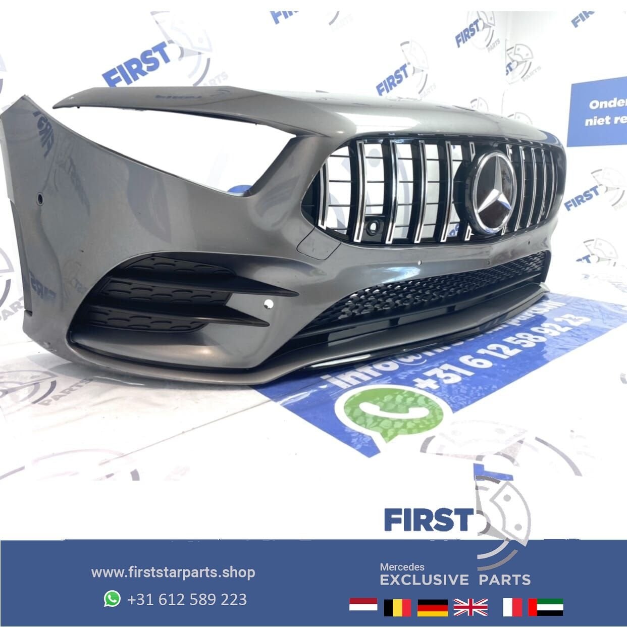 W177 Mercedes A Klasse 2020 AMG VOORBUMPER + GT GRIL COMPLEE, Gebruikt, -, Voor, Ophalen of Verzenden