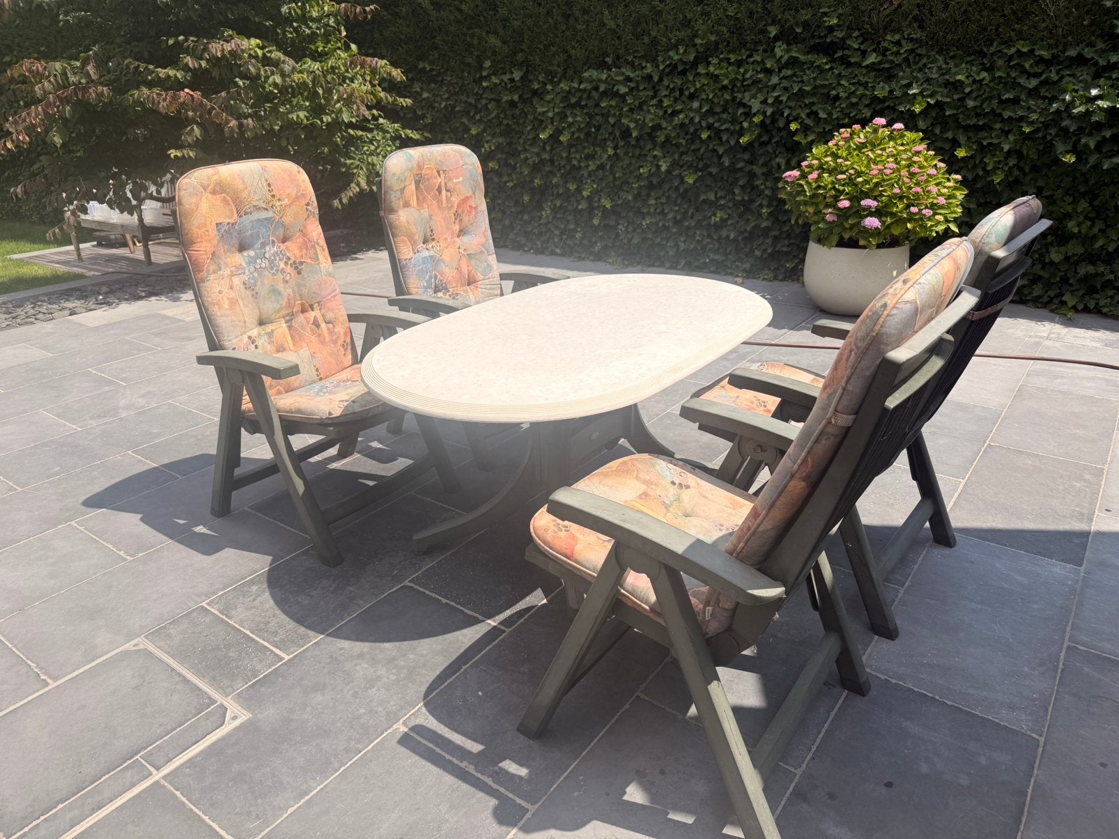Tuinset Hartman groen, Tuin en Terras, Ophalen, Gebruikt, 4 zitplaatsen, Tuinset