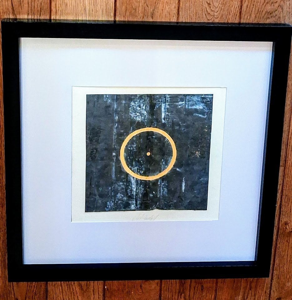 Roger Van Bulck assemblage lood+goudverf getekend, Antiek en Kunst, Kunst | Beelden en Houtsnijwerken, Wanddecoratie, Metaal, Abstract