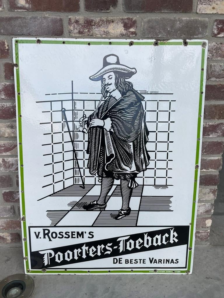 Emaille van rossem poorters toeback reclamebord, Ophalen of Verzenden