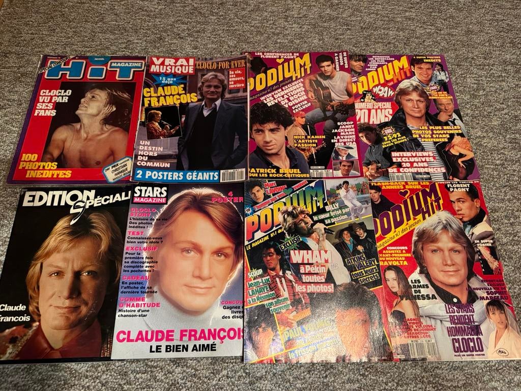 Claude Francois 19 magazines dont Podium et cartes originaux, Ophalen of Verzenden, Gelezen, Muziek, Film of Tv