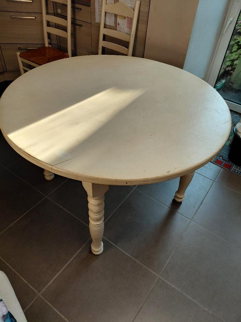Robuuste ronde houten tafel, Huis en Inrichting, Tafels | Eettafels, Ophalen, Gebruikt, Rond, Cottage
