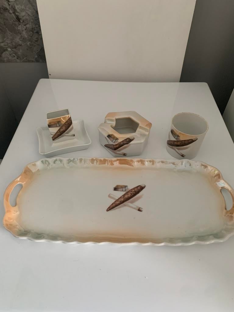 Sigarenset voor sigaren in porselein, Antiek en Kunst, Ophalen of Verzenden