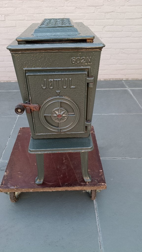 Originele Vintage Jøtul 602 N Houtkachel groen email, Huis en Inrichting, Ophalen, Gebruikt, Houtkachel, Vrijstaand