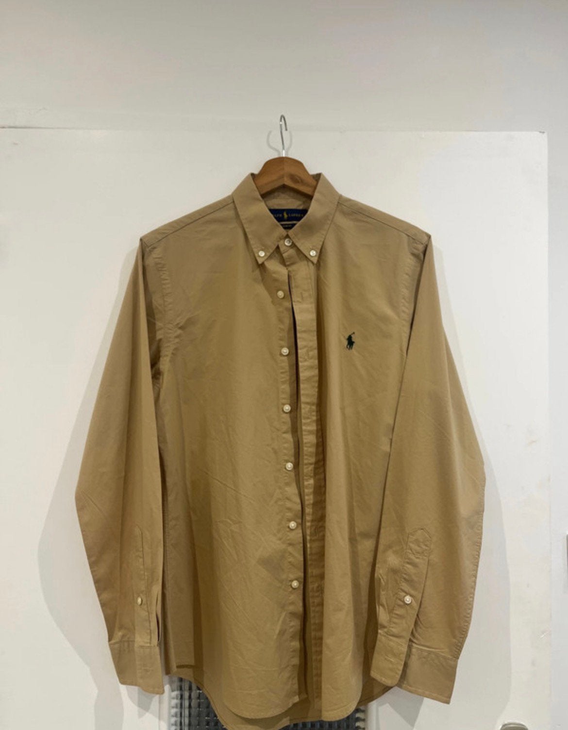 Ralph Lauren hemd bruin/zand, Kleding | Heren, Overhemden, Zo goed als nieuw, Halswijdte 38 (S) of kleiner, Bruin, Verzenden