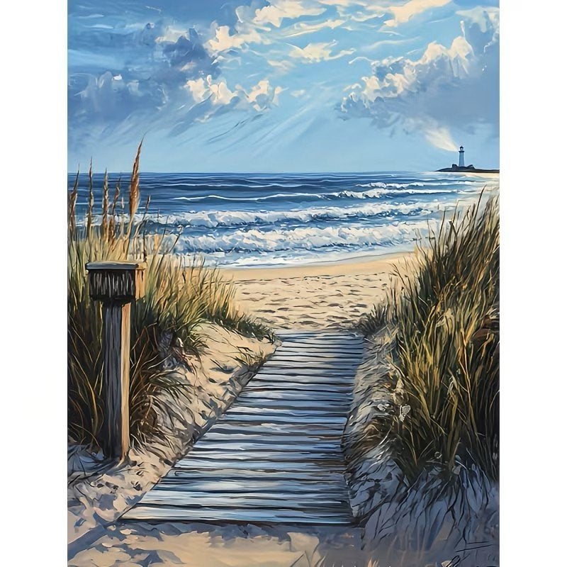 50x40cm Diamond painting strand (vierkant) nr 27, Zee en Strand, Verzenden, Nieuw, Overige materialen