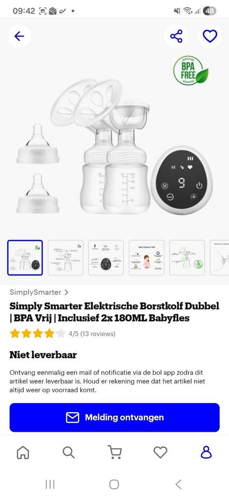Elektrische borstkolf met toebehoren, Ophalen, Zo goed als nieuw, Borstkolf