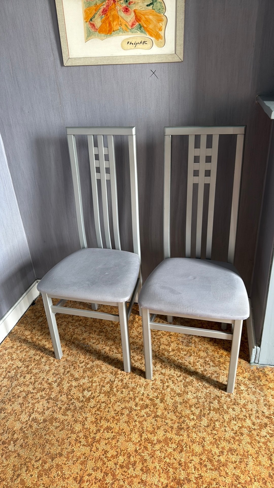Grijsblauwe stoelen, Huis en Inrichting, Stoelen, Ophalen, Zo goed als nieuw