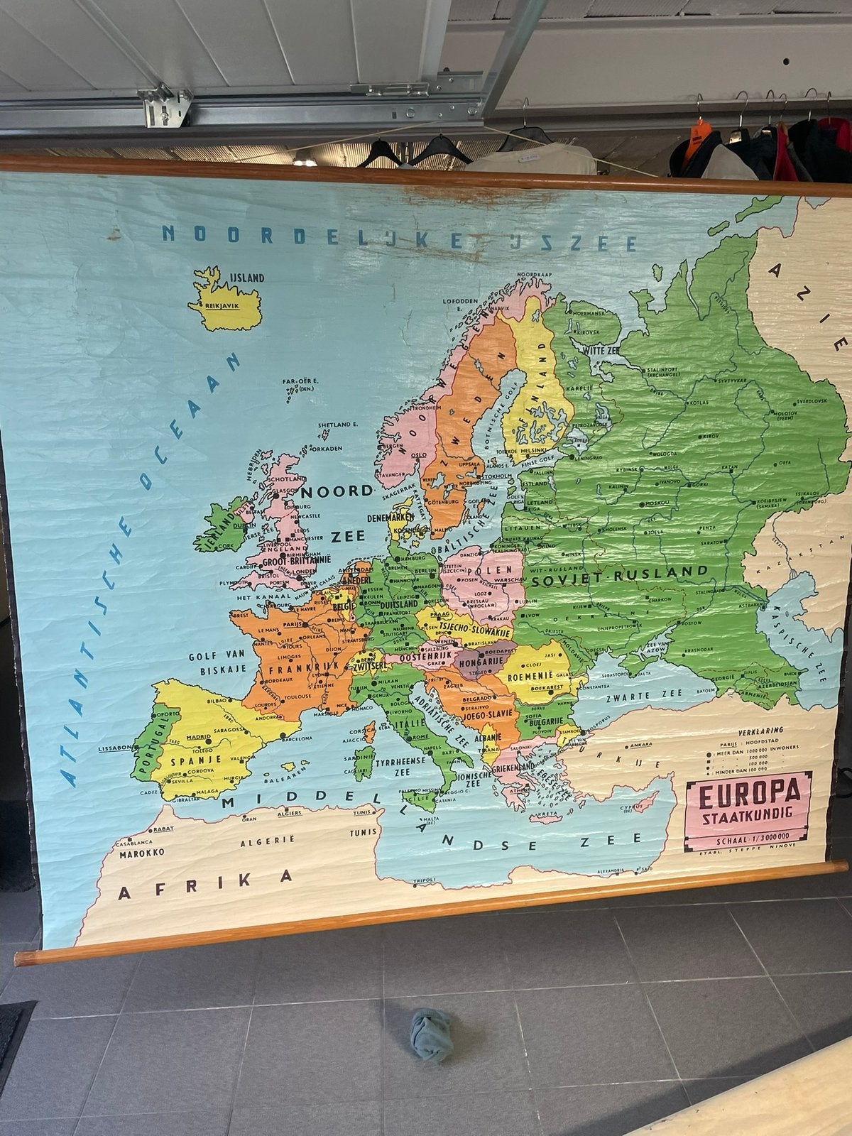 Grote vintage schoolkaart Europa, Ophalen, Aardrijkskunde