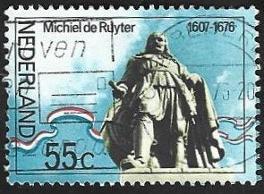 1 Postzegel Nederland 1976 Michiel de Ruyter, Timbres & Monnaies, Timbres | Pays-Bas, Enlèvement ou Envoi, Après 1940, Affranchi