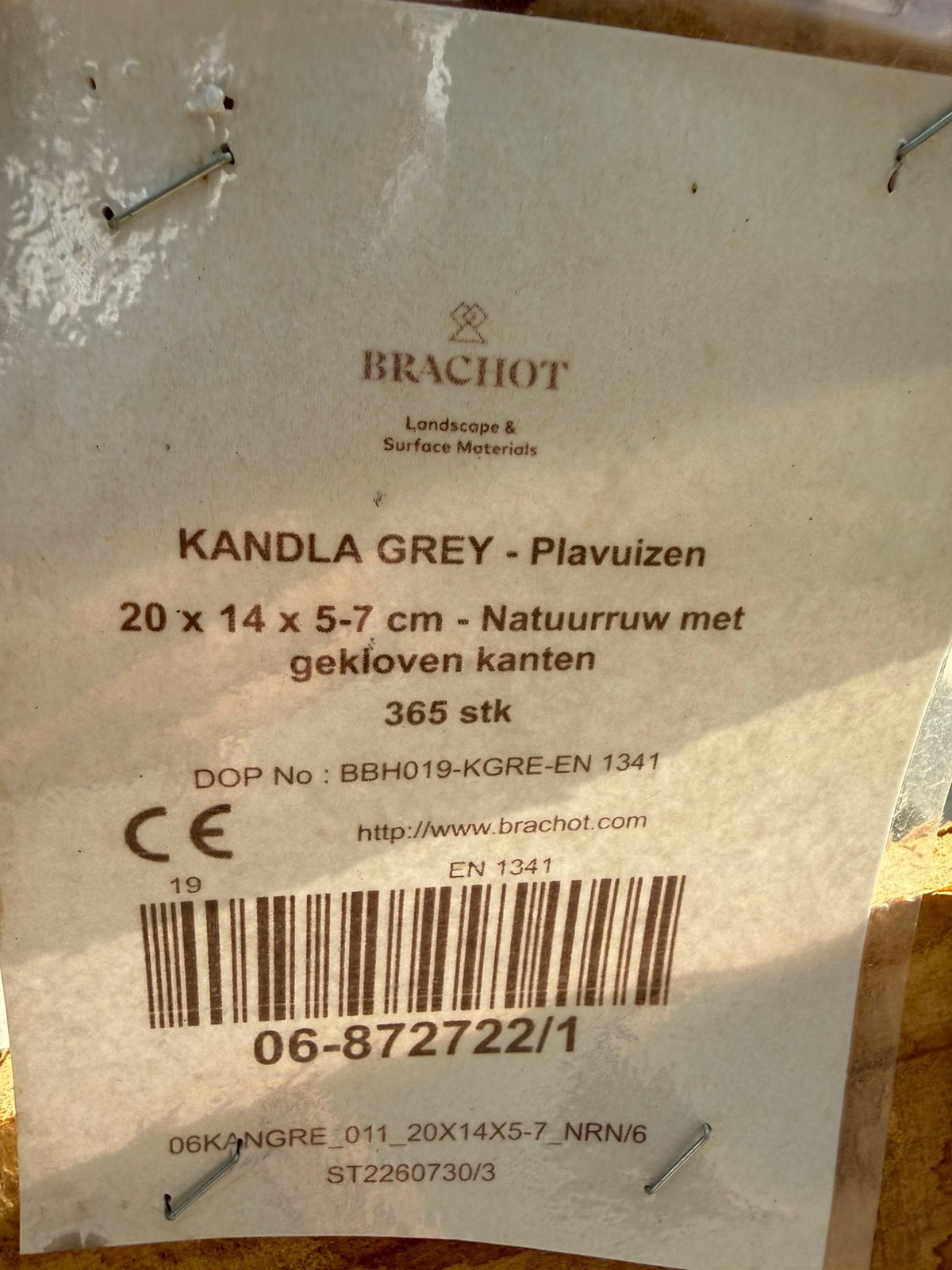 KANDLA GREY 20x14x5-7 +/- 24m2, Bricolage & Construction, Dalles & Carrelages, Enlèvement, Comme neuf, Carrelage de sol