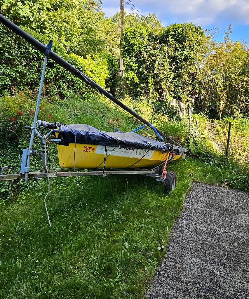 4000 laserzeilboot + aanhangwagen, Watersport en Boten, Ophalen, Gebruikt, 3 tot 6 meter