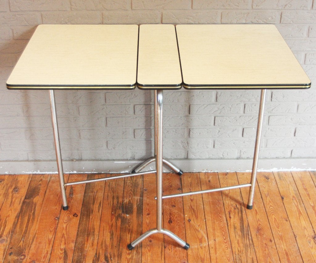 Beige Formica Klaptafel / + Formica Stoelen / Jaren 60, Ophalen, Zo goed als nieuw, Rechthoekig, Vintage / Jaren 60