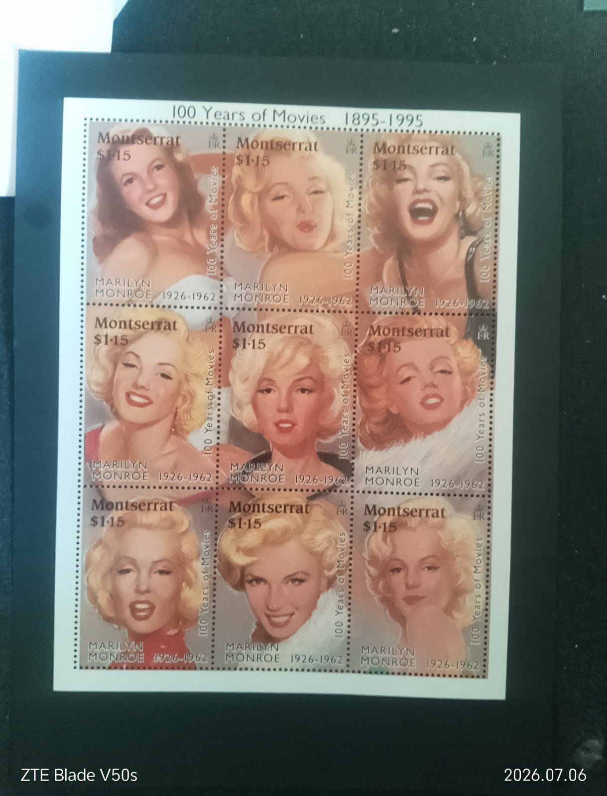 Postfrisch postzegels History Marylin monroe, Ophalen of Verzenden