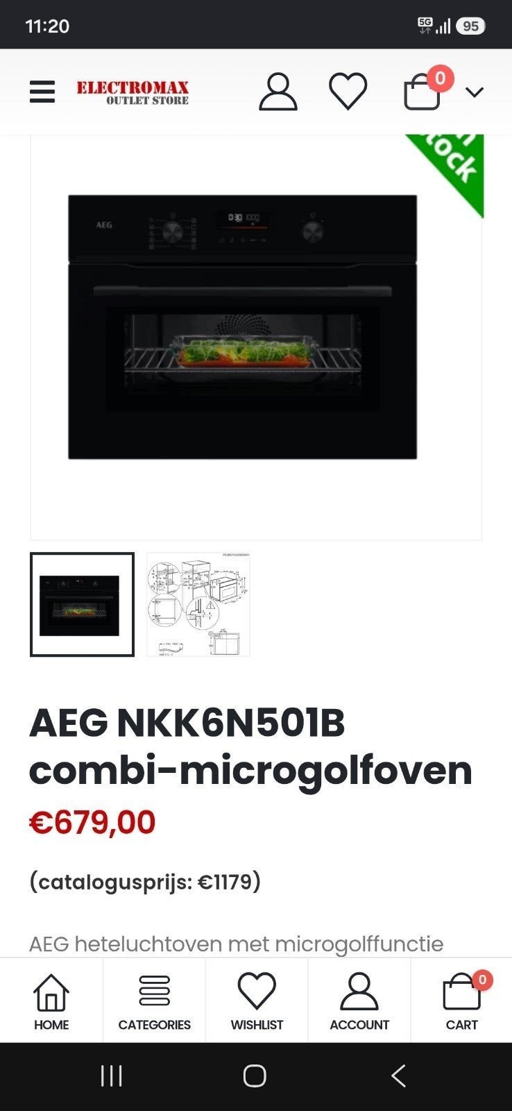 combi microgolfoven, Elektronische apparatuur, Ophalen, AEG, Nieuw, Combi-oven