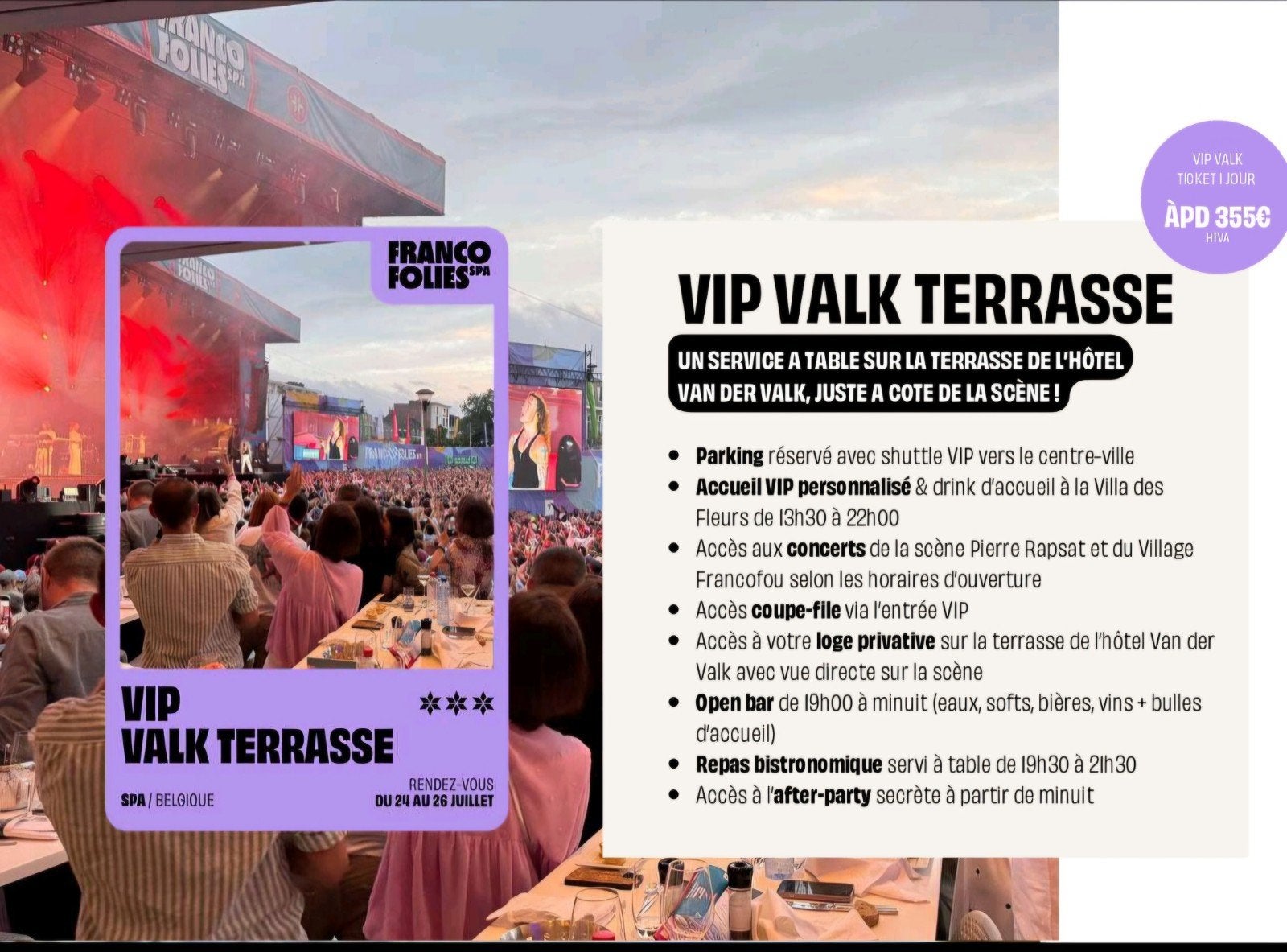Place Vip Sting Francofolies Spa au Van der Valk, Tickets en Kaartjes, Eén persoon