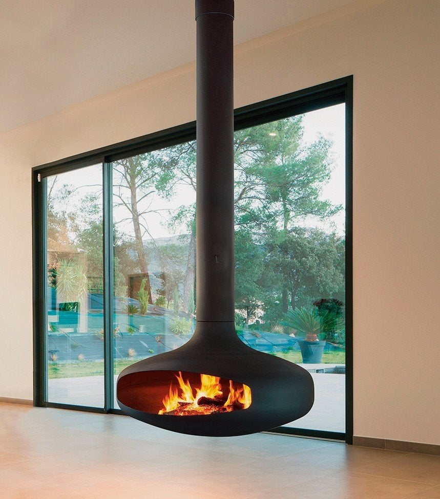 Focus Domofocus Wood Glazed 360°suspendue poele pivotant, Bricolage & Construction, Enlèvement ou Envoi, Comme neuf, Poêle