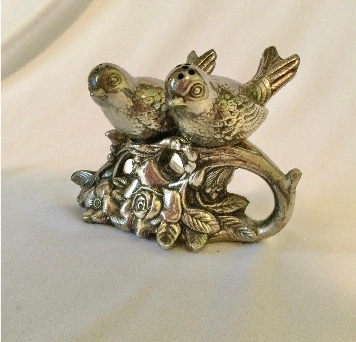 Salière et poivrière vintage en métal argenté, Enlèvement, Utilisé, Métal, Vintage