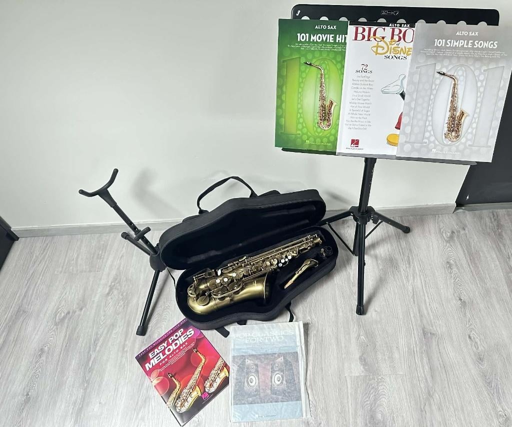 Stagg Alto Saxofoon WS-AS218S + Boeken + Standaards, Muziek en Instrumenten, Ophalen, Nieuw, Alt, Met koffer