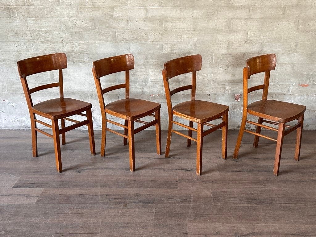4 oude cafe stoelen / prijs per stuk, Bruin, ., Vintage, Ophalen of Verzenden