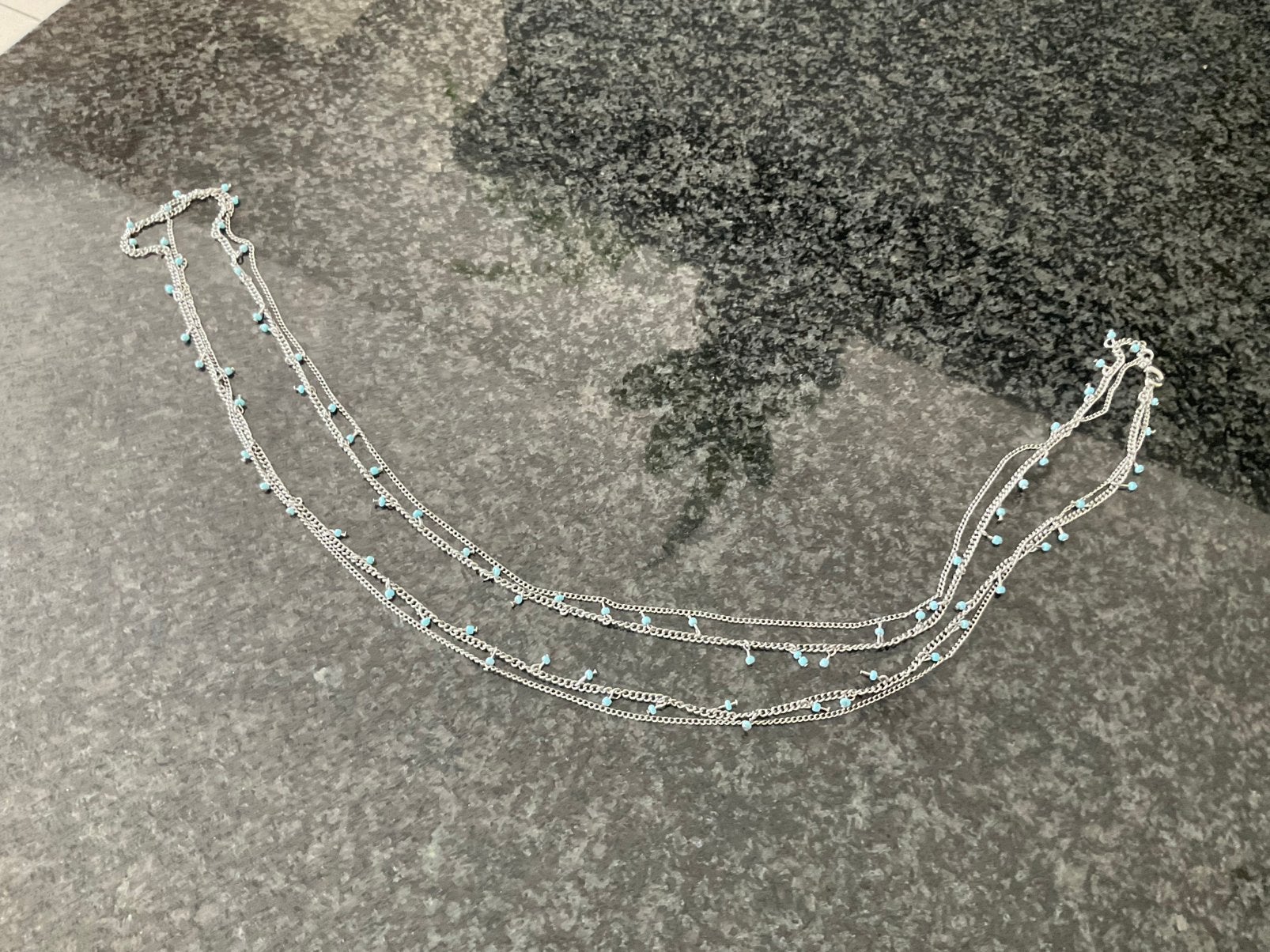 Ketting, Handtassen en Accessoires, Kettingen, Ophalen of Verzenden, Gebruikt, Blauw, Zilver
